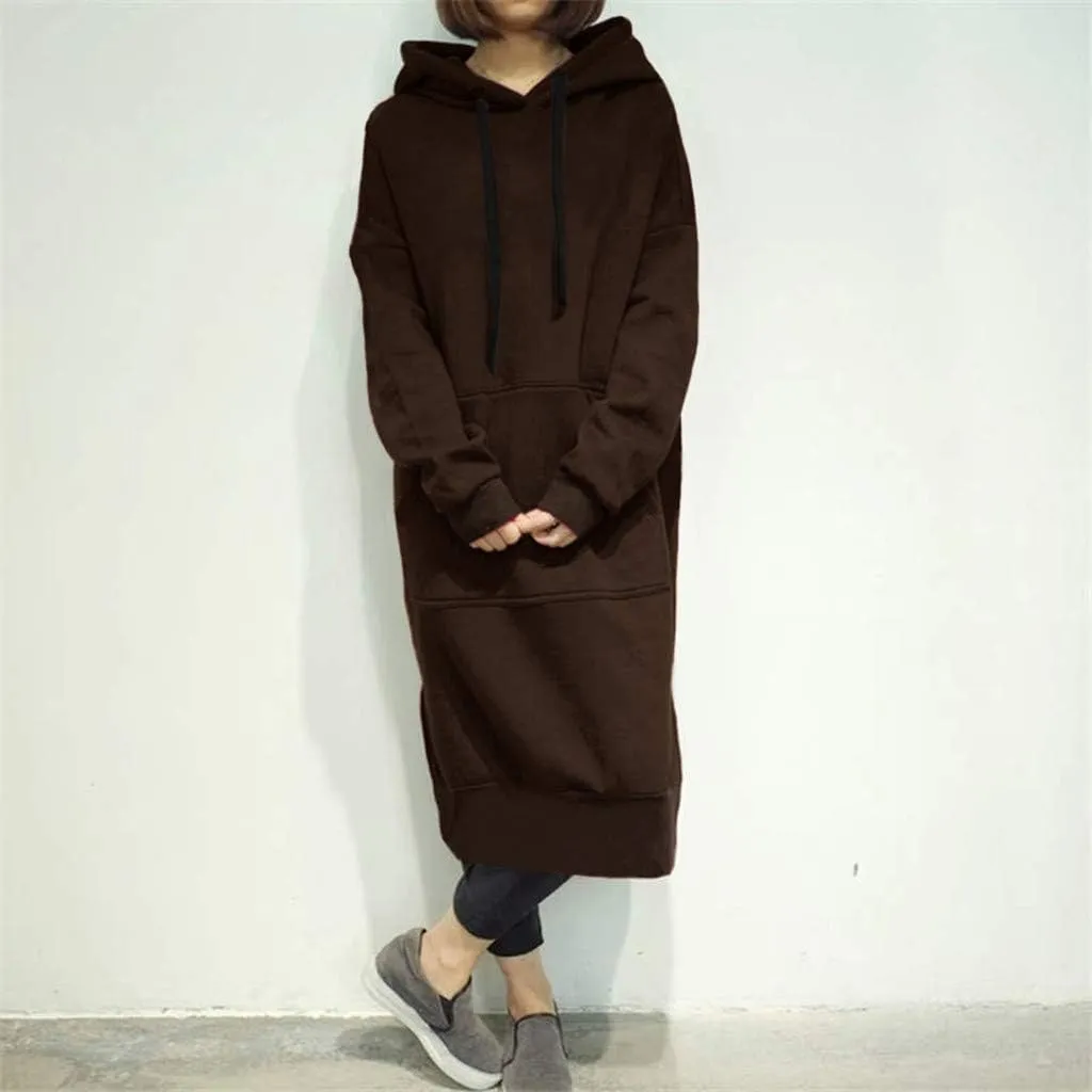 Oversized Hoodie Dress for Women Oversized Casual Hooded Pullover Long Sleeve Drawstring Hoodies Dress Pockets