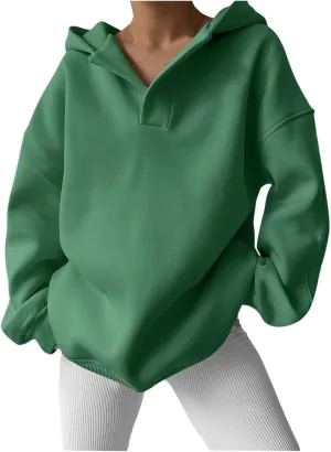 Oversized Hoodies Hoodies For Women Comfort Sweatshirt Fall Long Sleeve Fleece Lined Hoodies V Neck Oversized