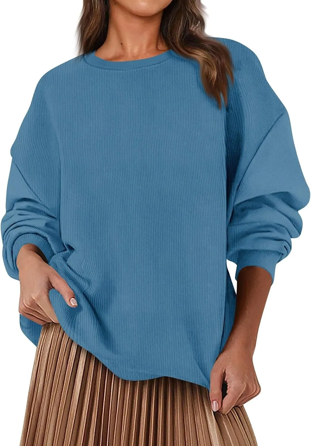 Oversized Sweatshirt for Women Crewneck Sweatshirts No Hood Sweaters Long Sleeve Shirts Hoodies Pullover Casual Tops