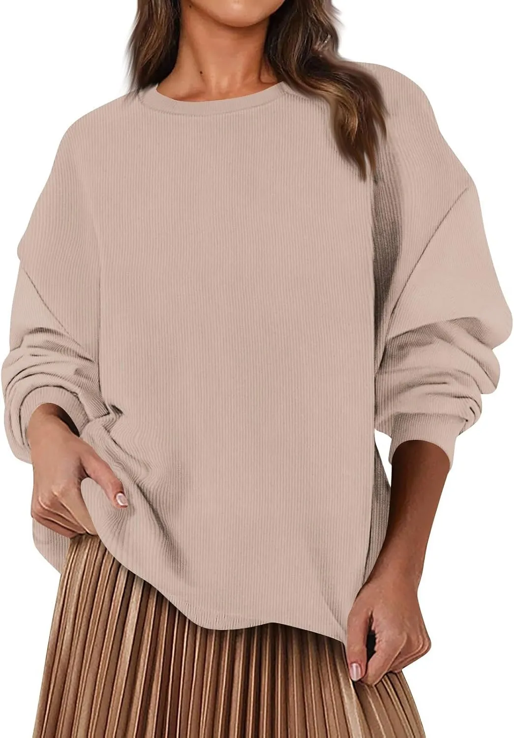 Oversized Sweatshirt for Women Crewneck Sweatshirts No Hood Sweaters Long Sleeve Shirts Hoodies Pullover Casual Tops