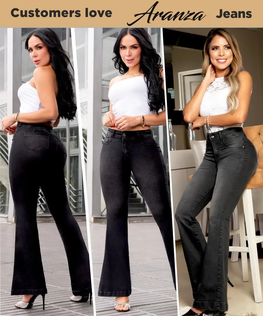 Pantalones Colombianos Levanta Cola | Butt Lifting Jeans for Women Colombian Jeans for Women Butt Lift Boot Cut Jeans Blue