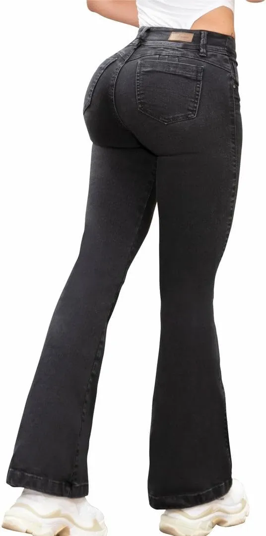 Pantalones Colombianos Levanta Cola | Butt Lifting Jeans for Women Colombian Jeans for Women Butt Lift Boot Cut Jeans Blue