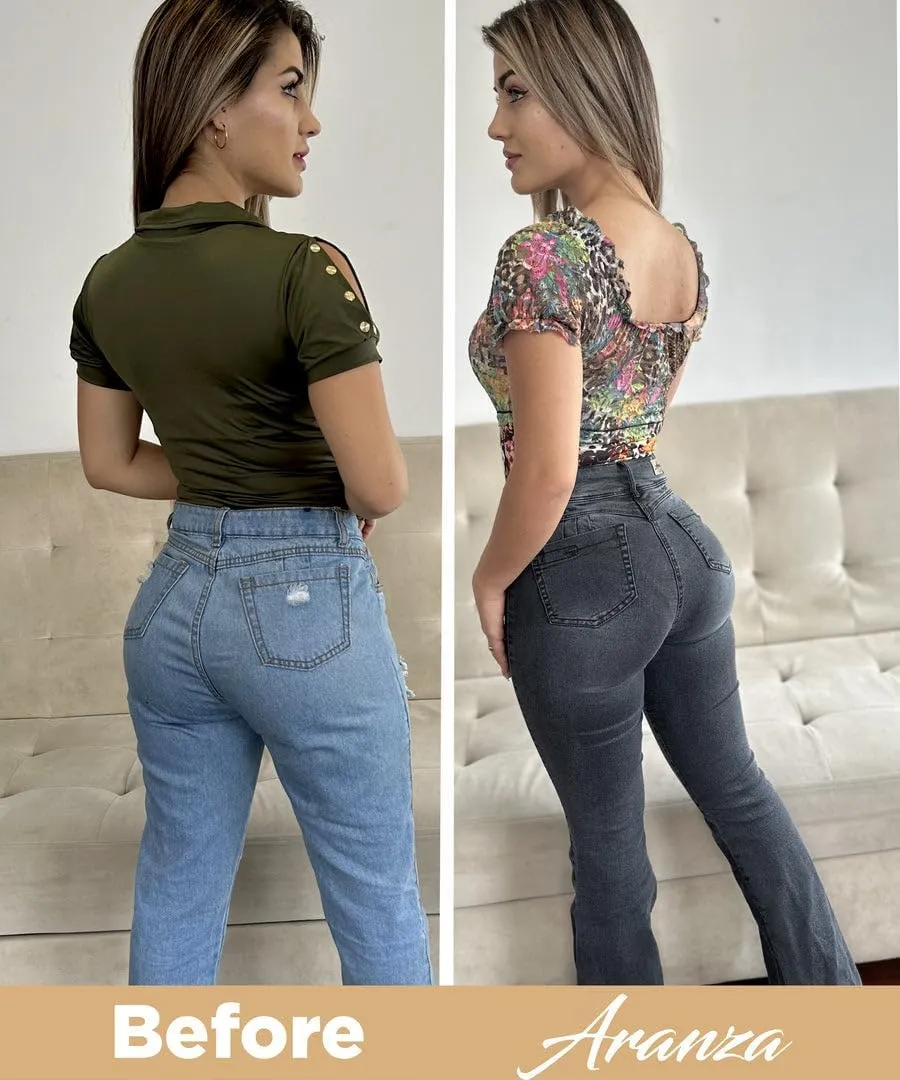 Pantalones Colombianos Levanta Cola | Butt Lifting Jeans for Women Colombian Jeans for Women Butt Lift Boot Cut Jeans Blue