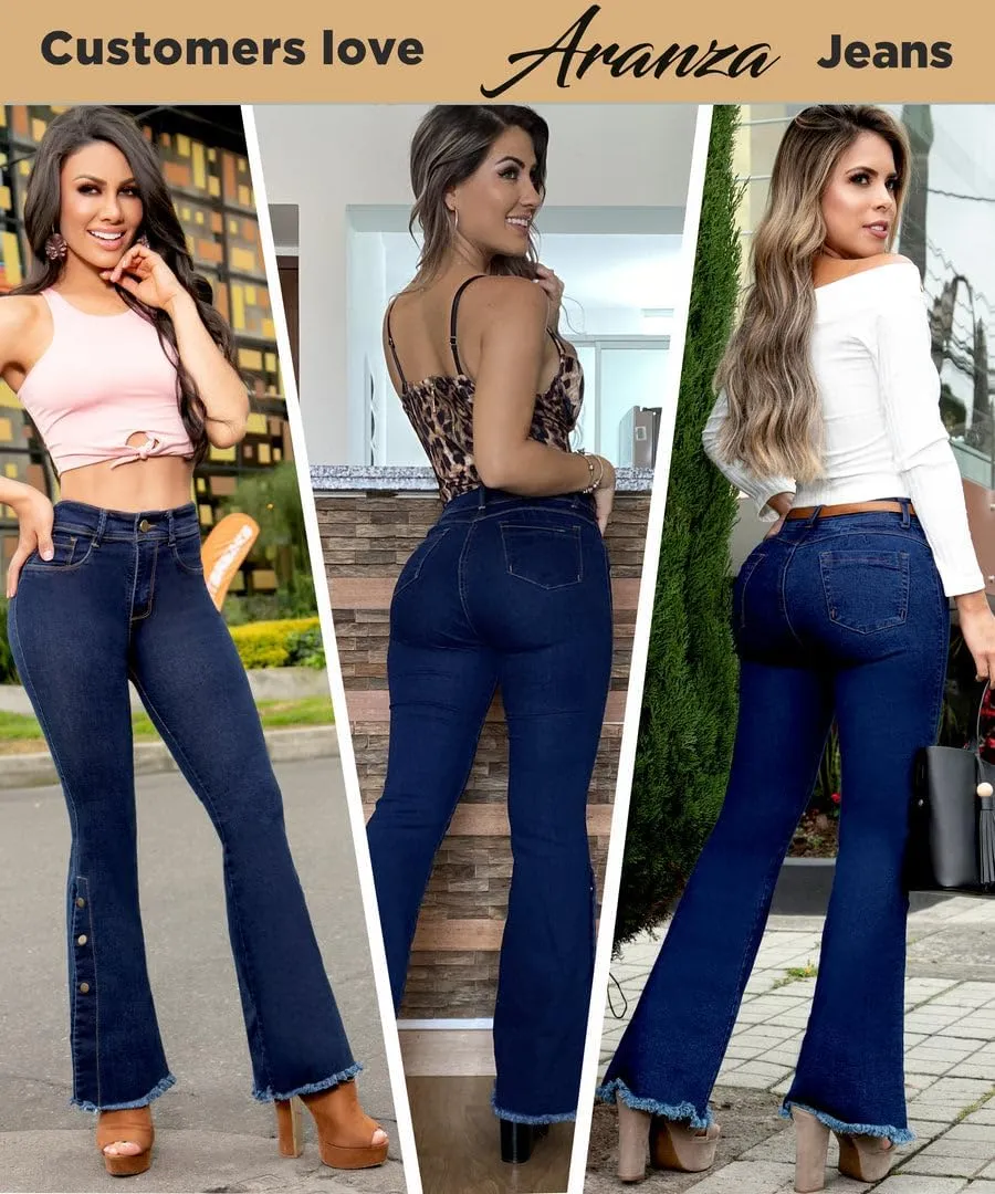 Pantalones Colombianos Levanta Cola | Butt Lifting Jeans for Women Colombian Jeans for Women Butt Lift Boot Cut Jeans Blue