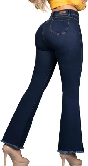 Pantalones Colombianos Levanta Cola | Butt Lifting Jeans for Women Colombian Jeans for Women Butt Lift Boot Cut Jeans Blue