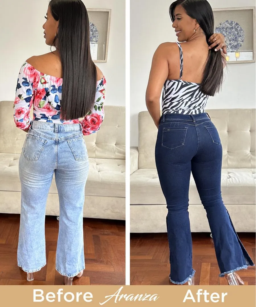 Pantalones Colombianos Levanta Cola | Butt Lifting Jeans for Women Colombian Jeans for Women Butt Lift Boot Cut Jeans Blue