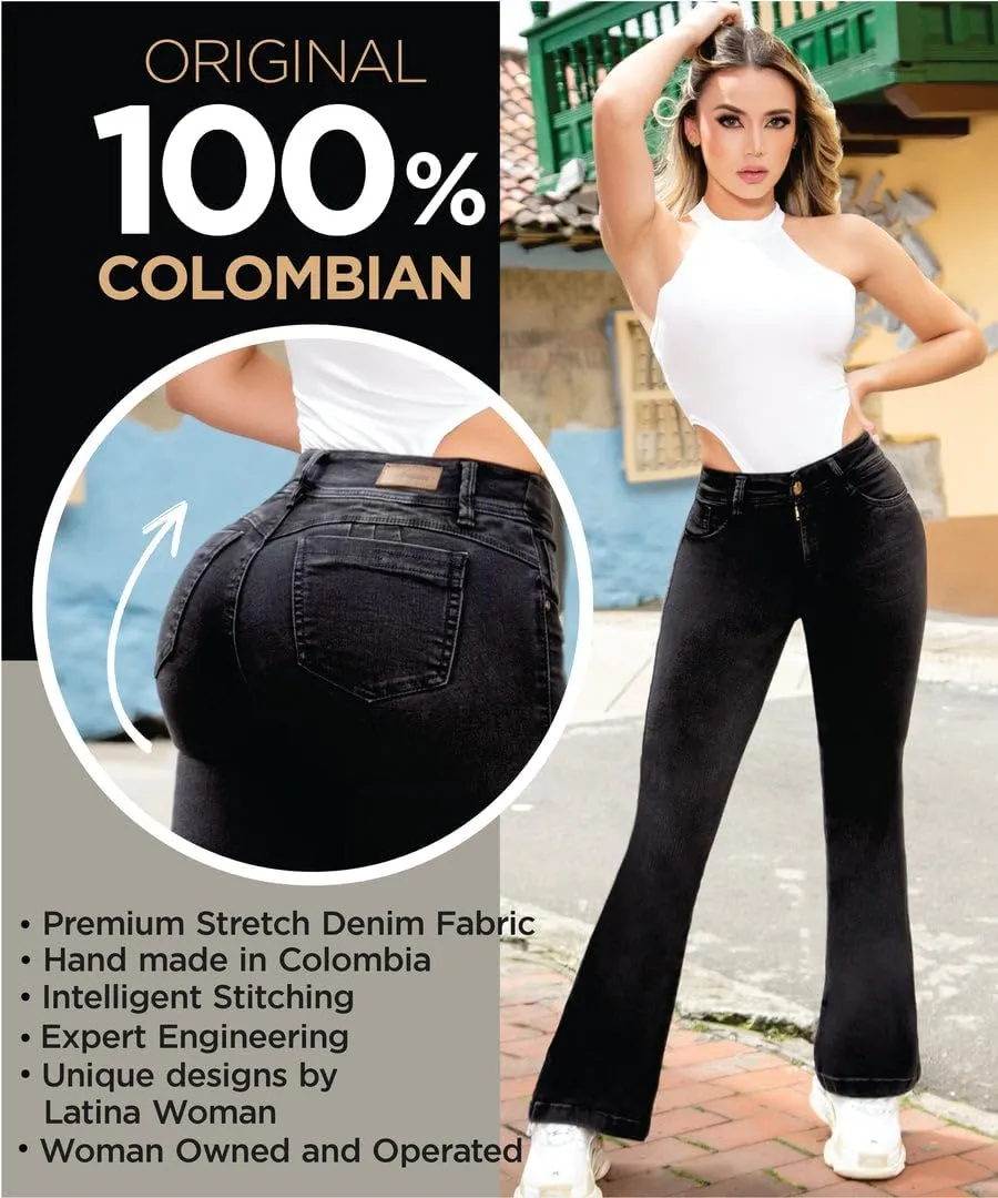 Pantalones Colombianos Levanta Cola | Butt Lifting Jeans for Women Colombian Jeans for Women Butt Lift Boot Cut Jeans Blue
