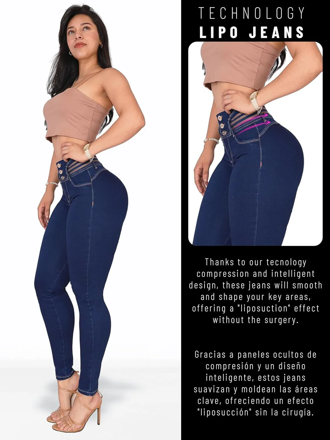 Pantalones Colombianos Levanta cola Butt Lifting Jeans High Waisted Jeans for Women Colombian Jeans