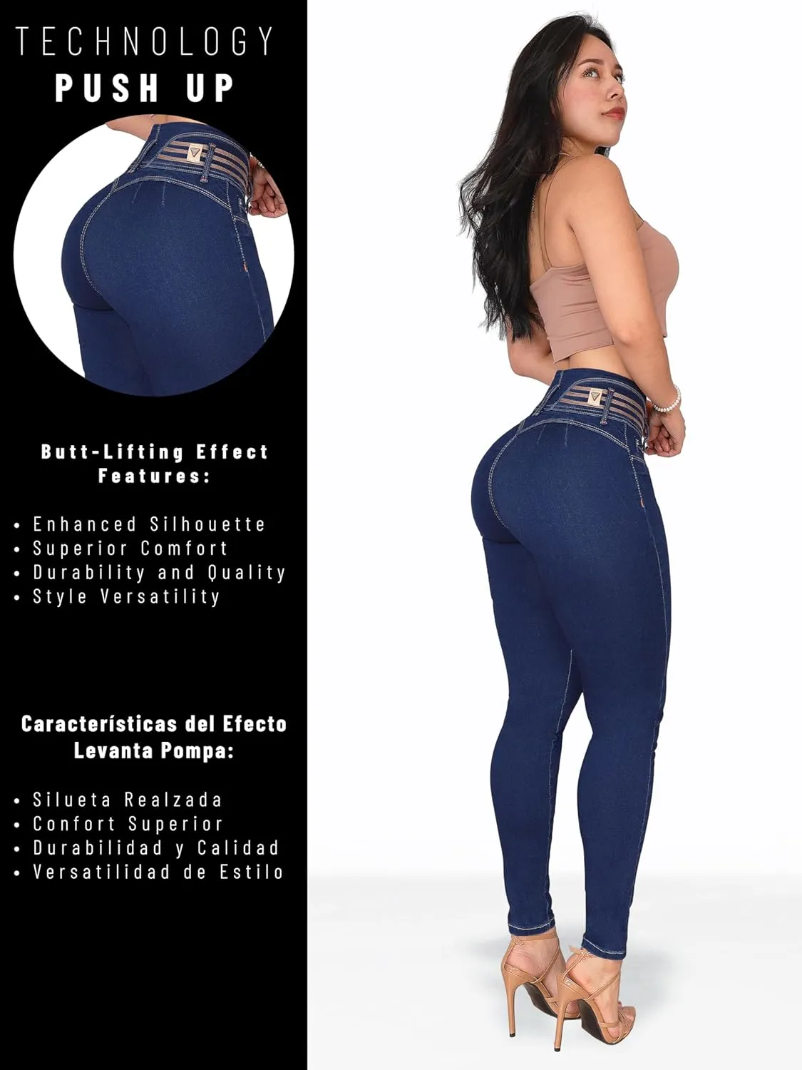 Pantalones Colombianos Levanta cola Butt Lifting Jeans High Waisted Jeans for Women Colombian Jeans