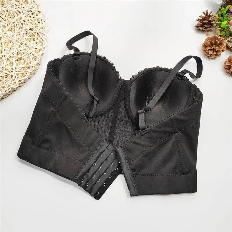 Pearl Camisole Short Shaping Top Inner Wear Or Outer Wear, Beaded Diamond Nightclub Tube Top for Women
