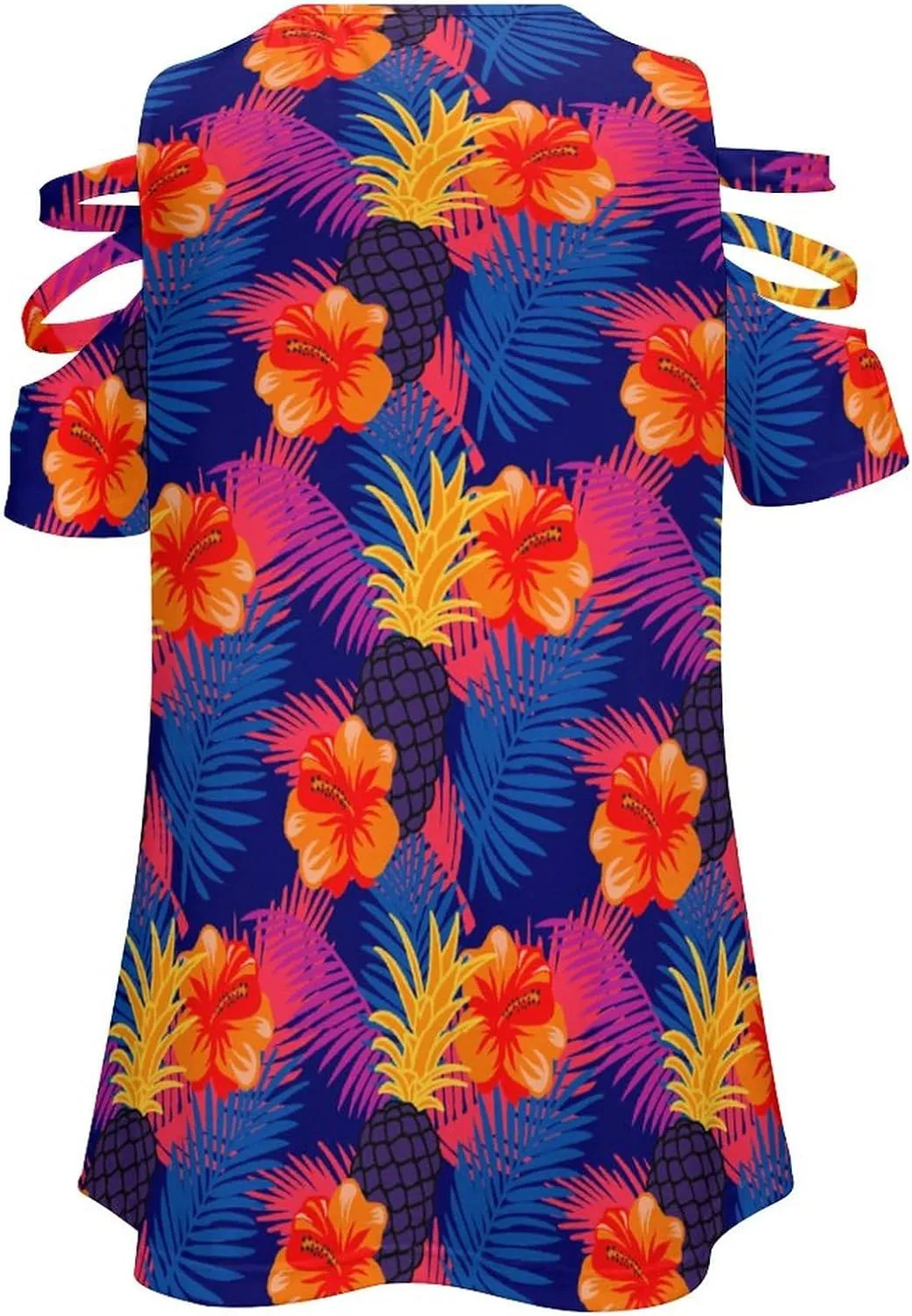 Pineapple Palm-Leaf Flowers BE Zip Off Shoulder Top for Womens Summer Autumn Winter Creativity Top