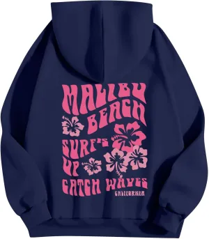 Pink Palm Puff Hoodie Letter Print Y2k Sweatshirt Trendy Preppy Sweatshirts for Teen Girls Cute Clothes