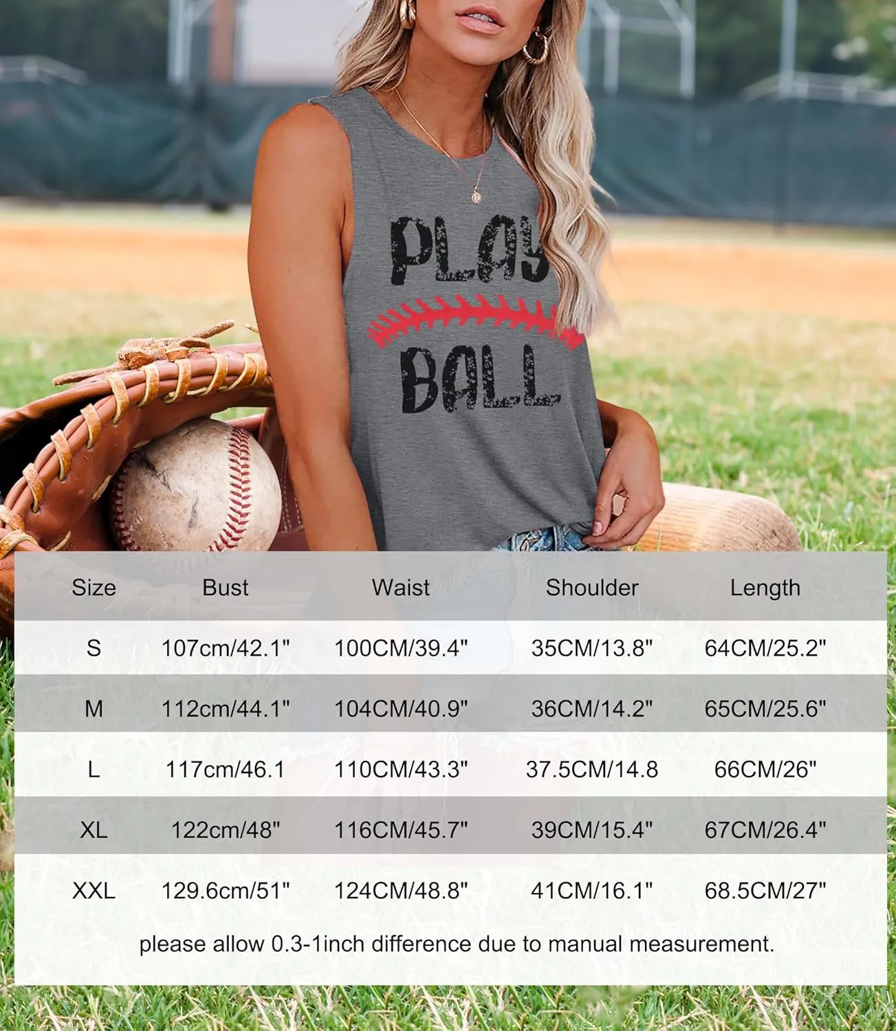 Play Ball Shirt for Womens Baseball Tshirts Graphic Tees Casual Letter Printed Softball Tee Shirts Top
