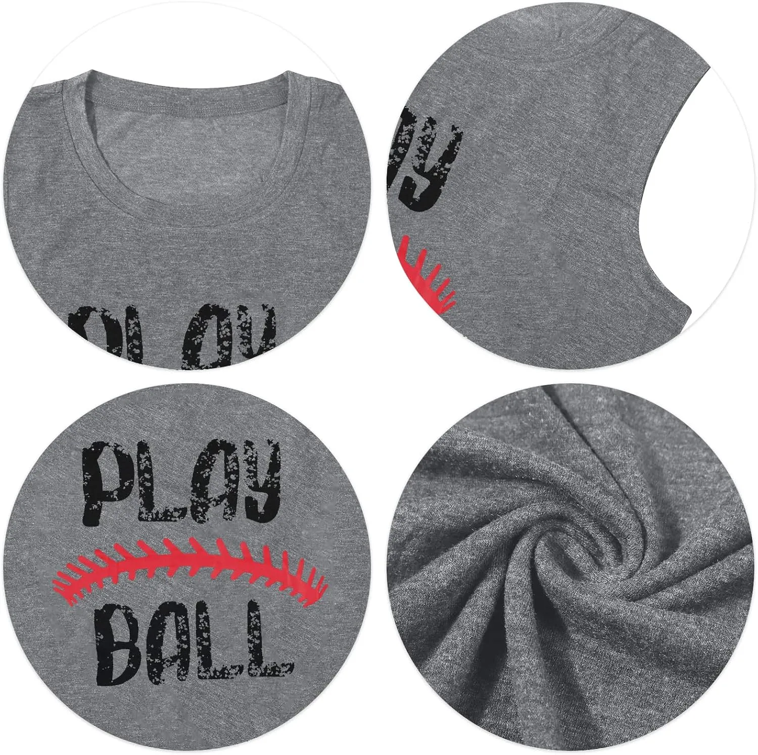 Play Ball Shirt for Womens Baseball Tshirts Graphic Tees Casual Letter Printed Softball Tee Shirts Top