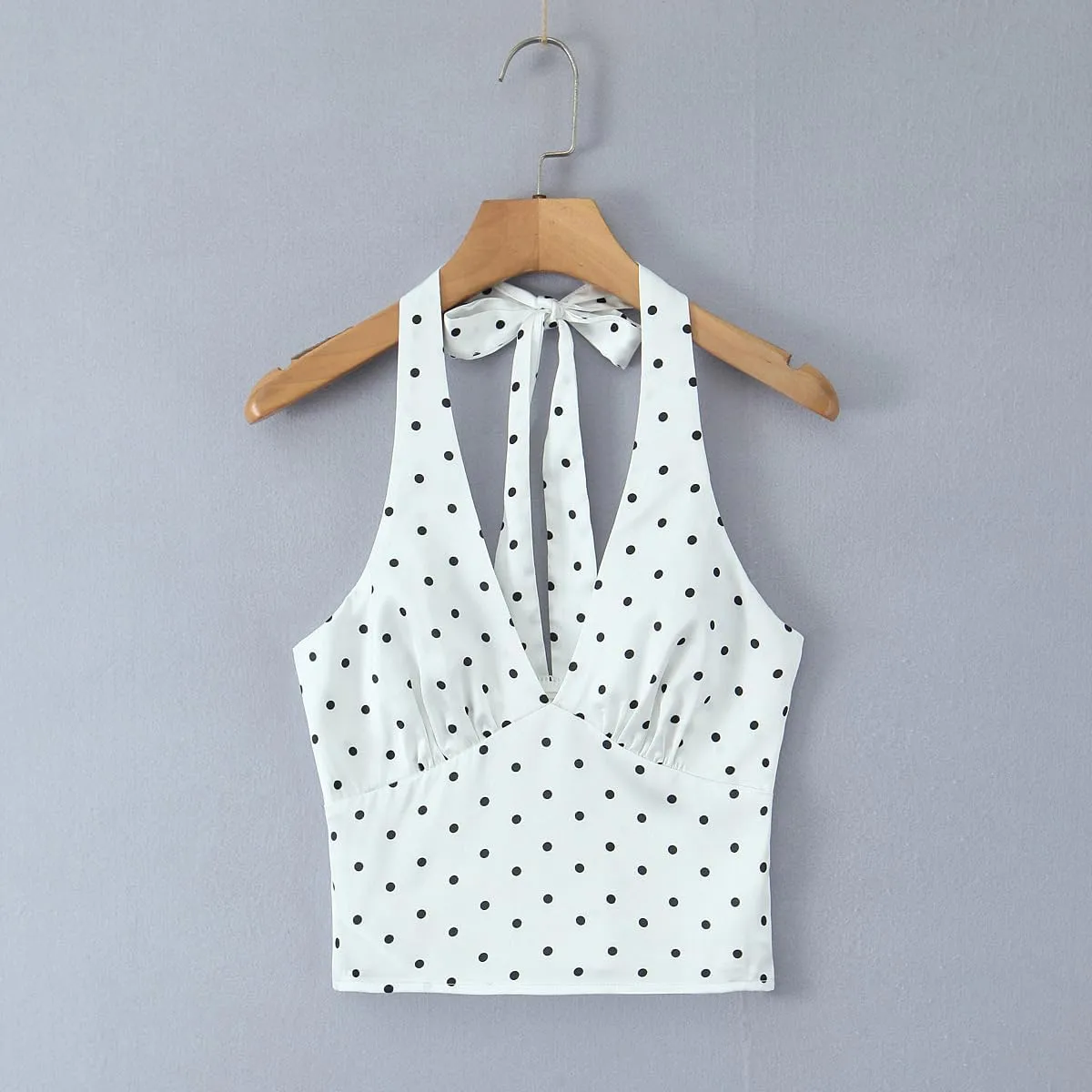 Polka Dot Tank Top for Women Tie Back Halter Top Y2k Vintage Camisole 2000s Fashion Downtown Girl Clothes