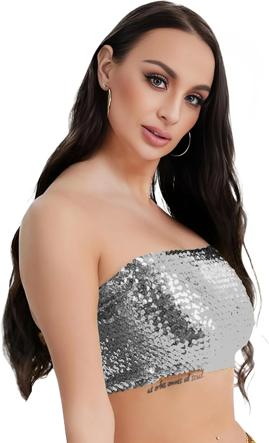 PURFUN Women Sparkly Sequins Crop Top Vintage Rave Camis Dance Top Cosplay Party Music Festival Camisole Night Clubwear
