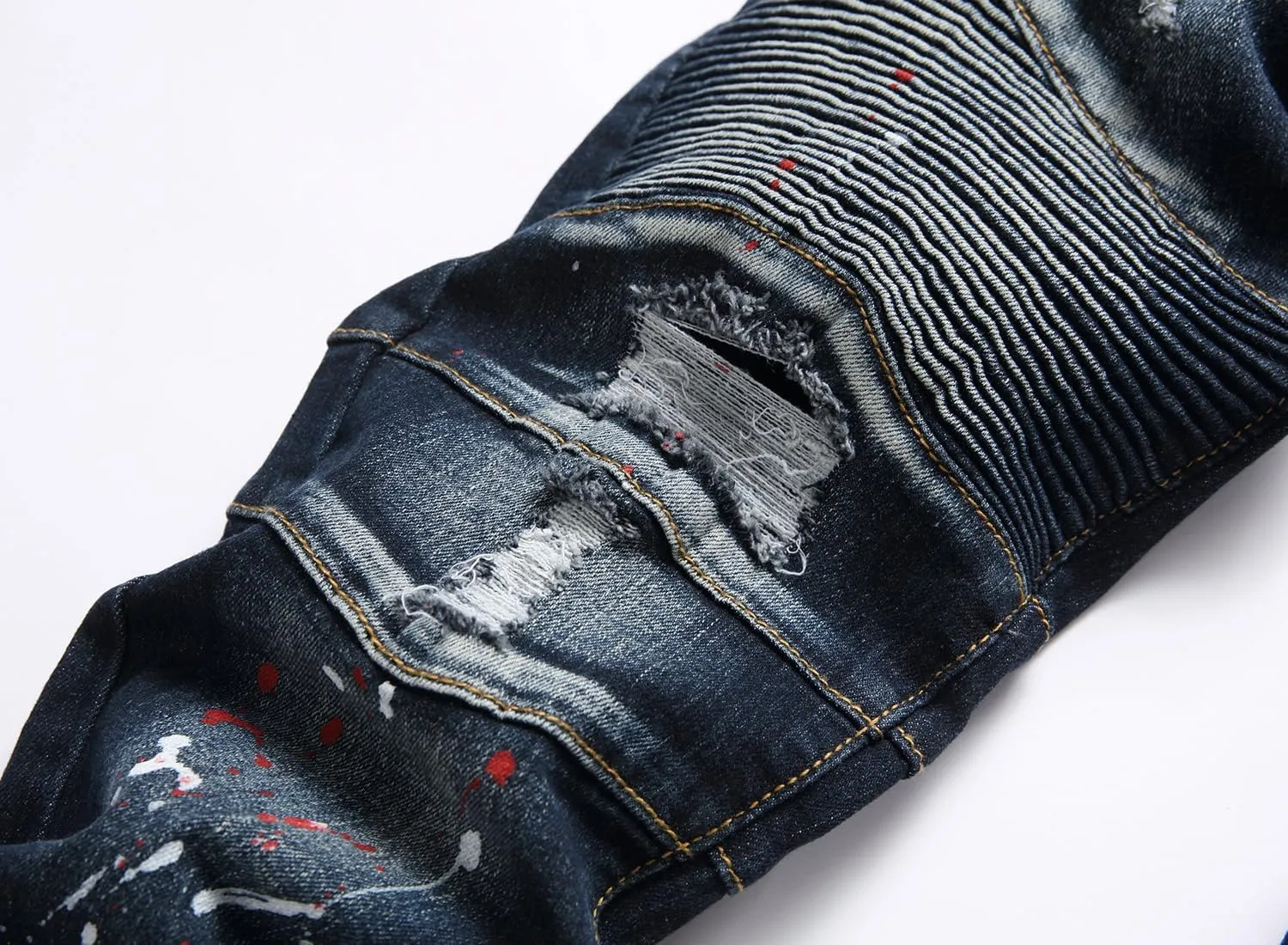 QIMYUM Men's Slim Fit Jeans Ripped Skinny Jeans for Men, Fashion Biker Jeans Stretch Moto Cargo Denim Pants