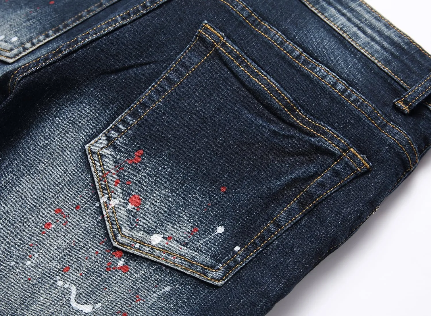 QIMYUM Men's Slim Fit Jeans Ripped Skinny Jeans for Men, Fashion Biker Jeans Stretch Moto Cargo Denim Pants