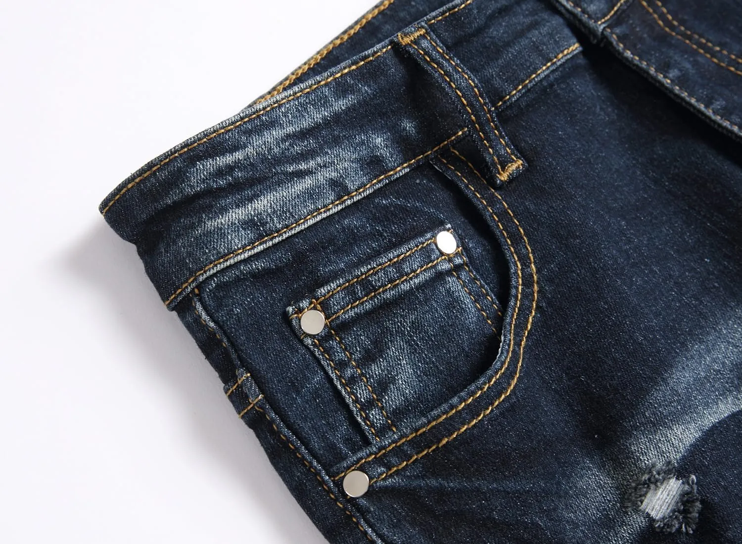 QIMYUM Men's Slim Fit Jeans Ripped Skinny Jeans for Men, Fashion Biker Jeans Stretch Moto Cargo Denim Pants