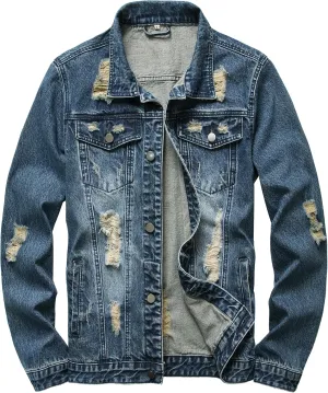 RANMCC Men's Denim Printed Jeans & Printed Jeans Jacket for Men, Slim Fit Denim Jacket with Slim Fit Skinny Jeans Pants 2-Piece Outfit (XL Jacekt   36 Jeans)