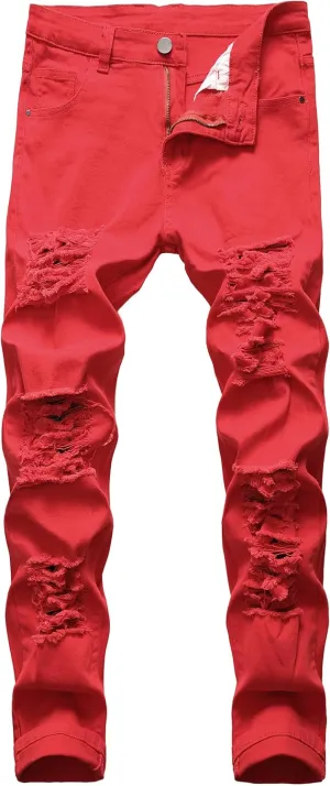 RANMCC Men's Printed Stretch Skinny Jeans Premium Slim Fit Fashionable Designs Denim Pants Jeans