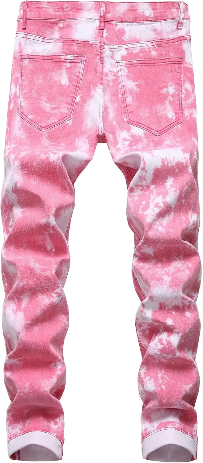 RANMCC Men's Printed Stretch Skinny Jeans Premium Slim Fit Fashionable Designs Denim Pants Jeans