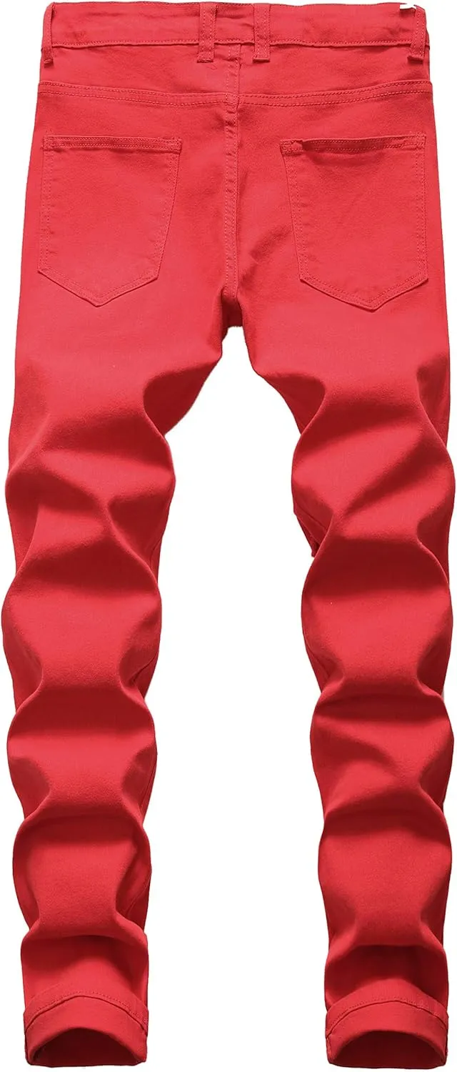 RANMCC Men's Printed Stretch Skinny Jeans Premium Slim Fit Fashionable Designs Denim Pants Jeans