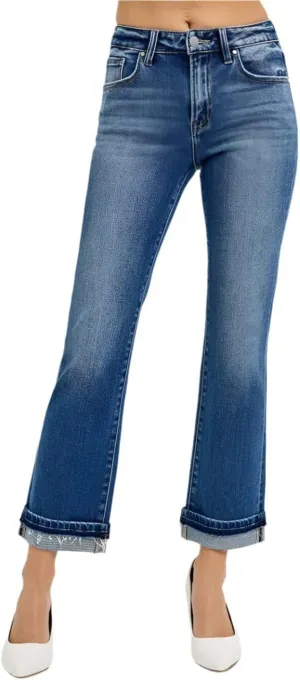SALT TREE Risen Jeans - Mid Rise Ankle Slim Straight Jeans - RDP5311