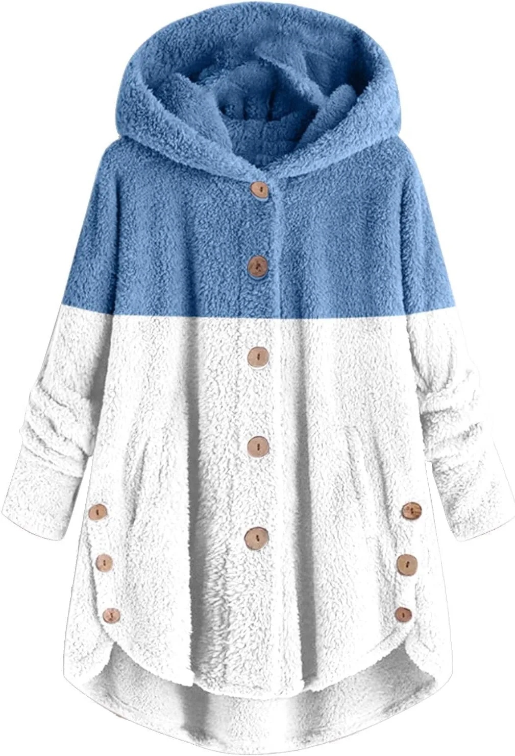 SHAOBGE Front Coat Women's Spliced Button Pocket Split Fashion Casual Long Sleeve Plush Coat Women plus Size Coats