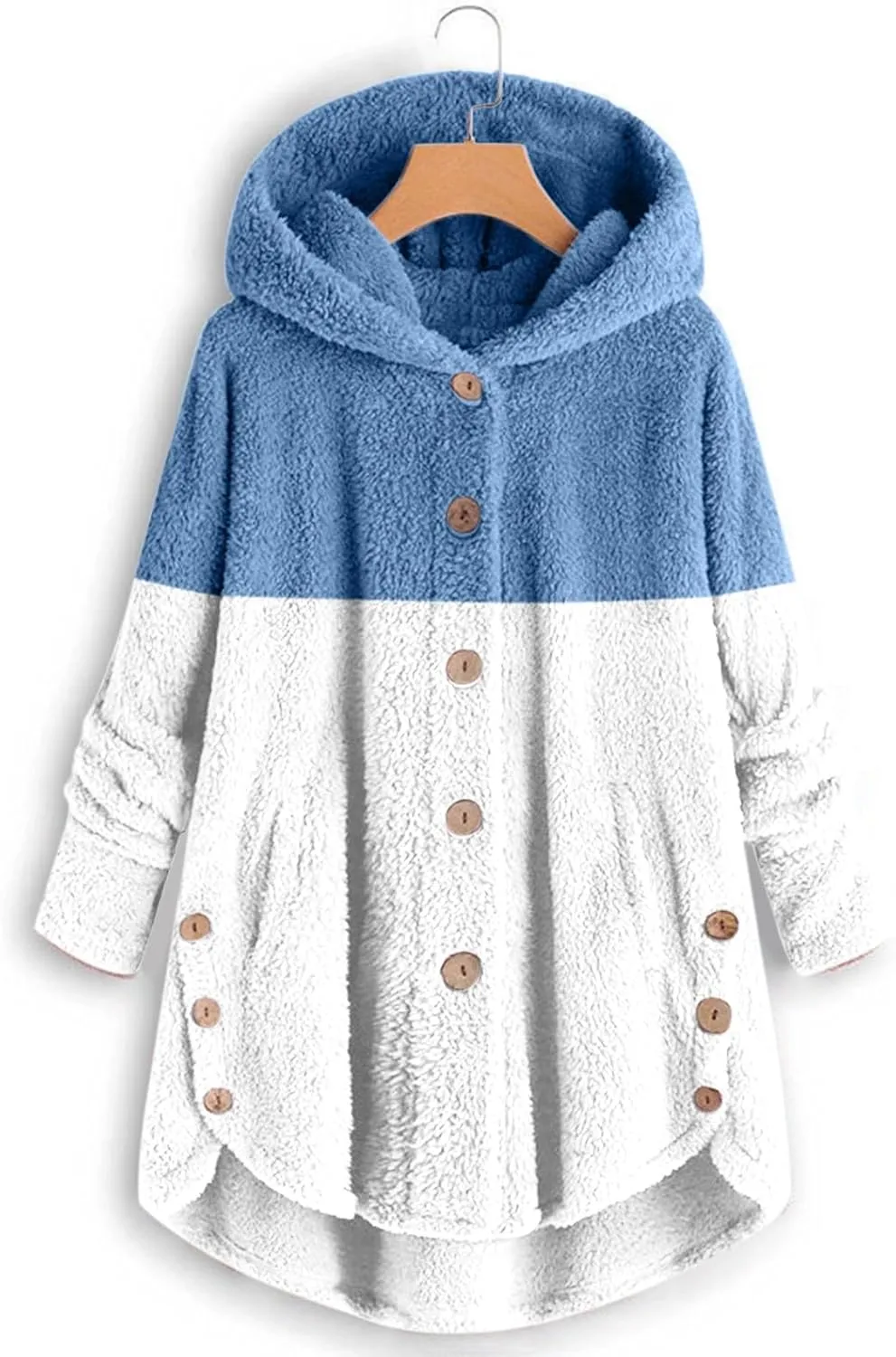 SHAOBGE Front Coat Women's Spliced Button Pocket Split Fashion Casual Long Sleeve Plush Coat Women plus Size Coats