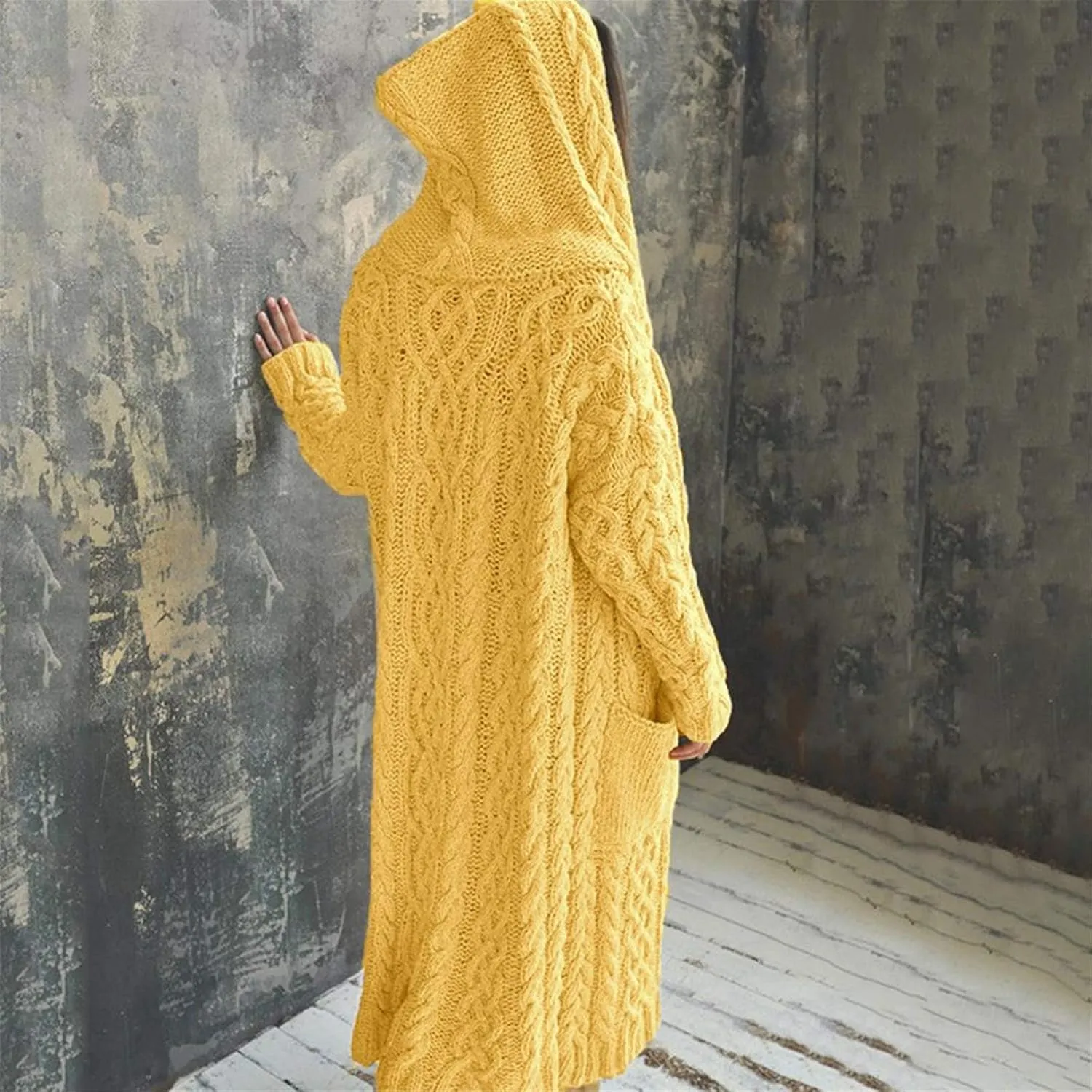 SHAOBGE Sweater Formal Coat Solid Solid Sweater Winter Long Knitted Pocket Loose Women Light Sweaters for Women Open