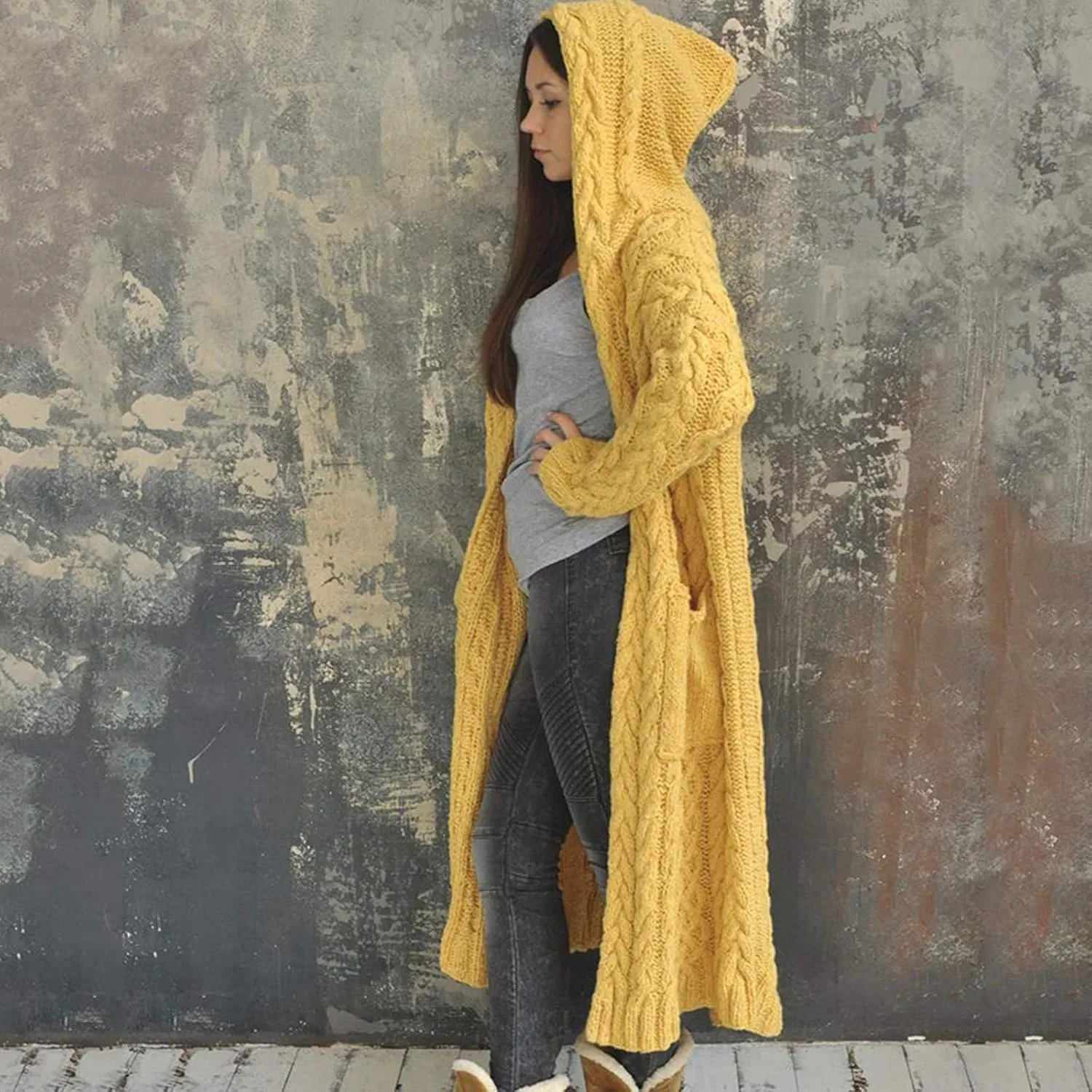 SHAOBGE Sweater Formal Coat Solid Solid Sweater Winter Long Knitted Pocket Loose Women Light Sweaters for Women Open