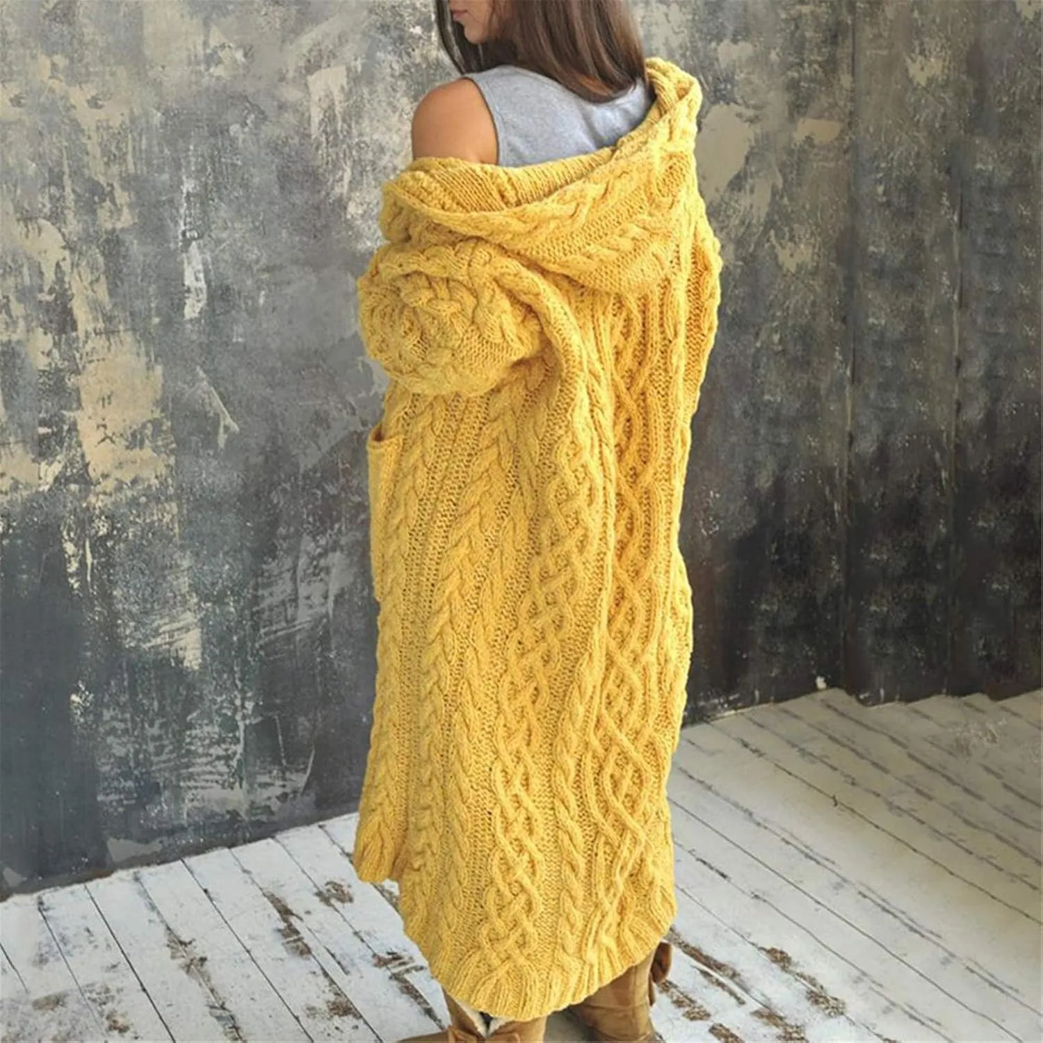 SHAOBGE Sweater Formal Coat Solid Solid Sweater Winter Long Knitted Pocket Loose Women Light Sweaters for Women Open