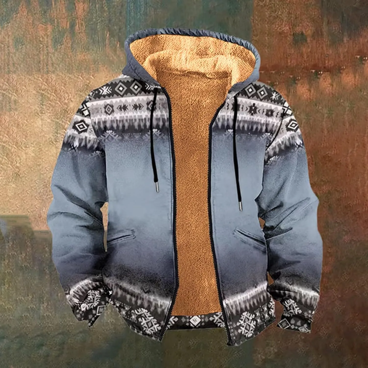 Sherpa Lined Hoodie for Men Heavyweight Winter Warm Fleece Jacket Plus Size Full Zip Up Thick Sweatshirt with Pockets