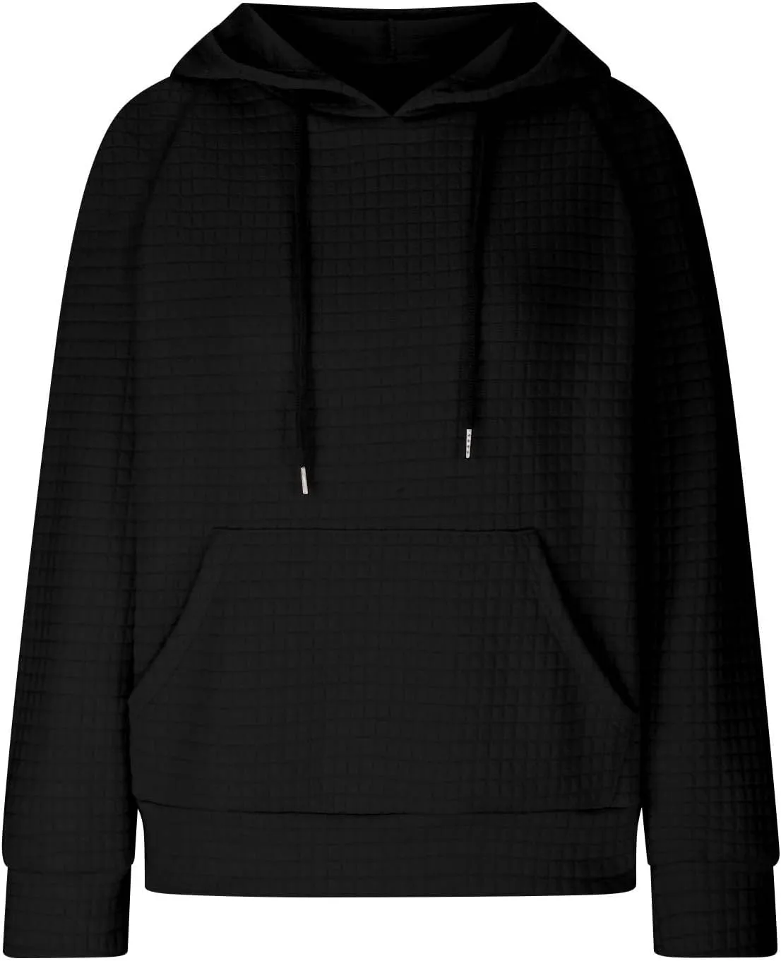SHOPESSA Women Pullover Hoodie Sweatshirt Waffle-Knit Shacket Hooded Loose Fit Lightweight Jacket Long Sleeve Boyfriend Shirt
