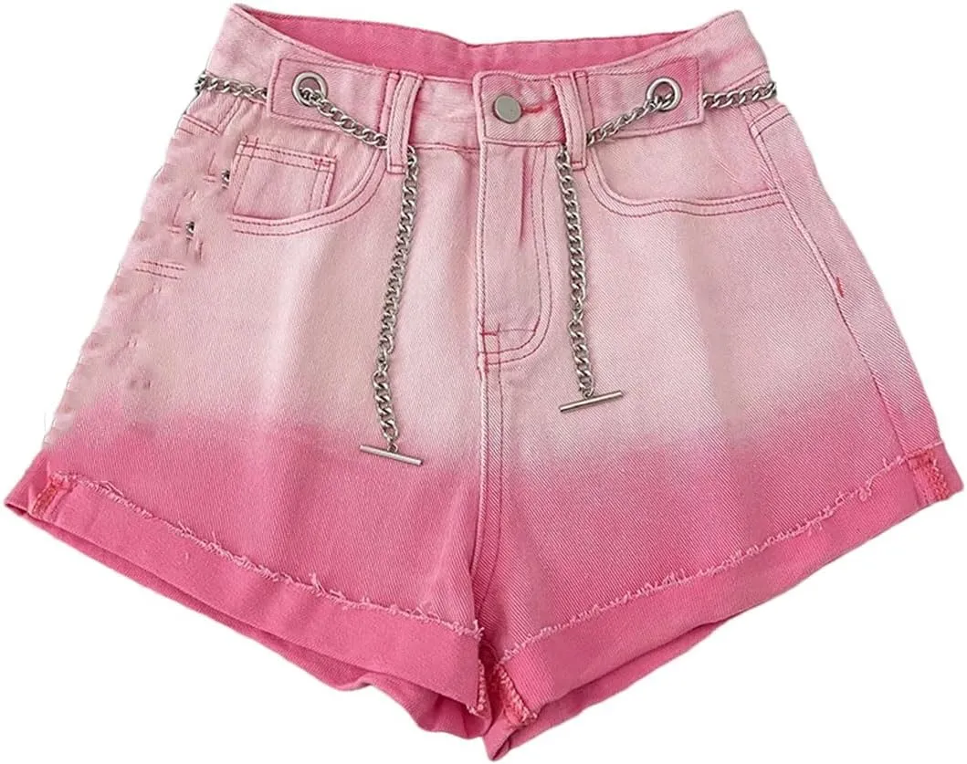 Shorts Student Denim Shorts Fashion Women Gradient Color Jeans Hot Pants Rhinestone Jeans