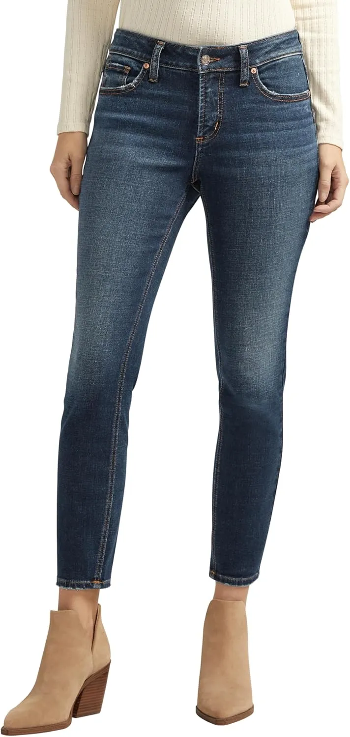 Silver Jeans Co. Women's Elyse Mid Rise Comfort Fit Skinny Jeans