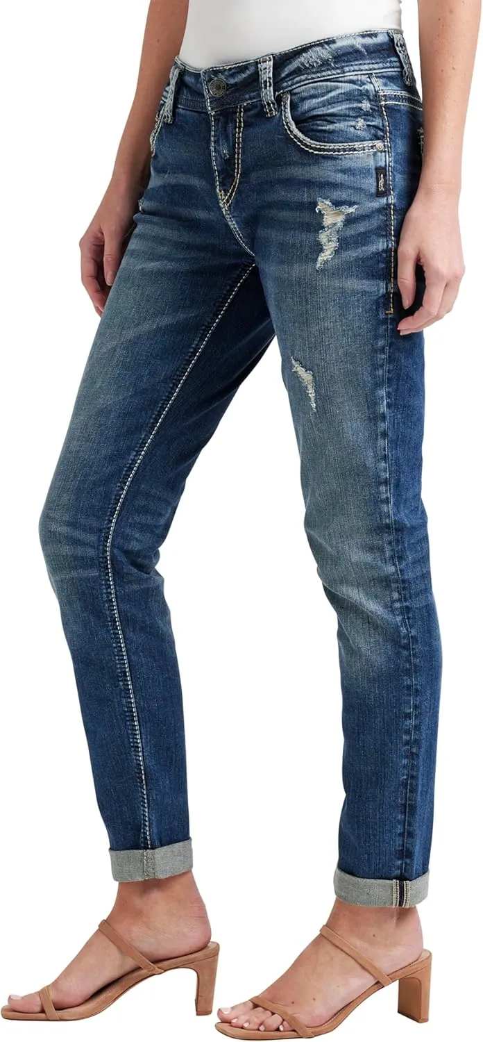 Silver Jeans Co. Women's Girlfriend Mid Rise Skinny Jeans-Legacy