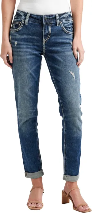 Silver Jeans Co. Women's Girlfriend Mid Rise Skinny Jeans-Legacy