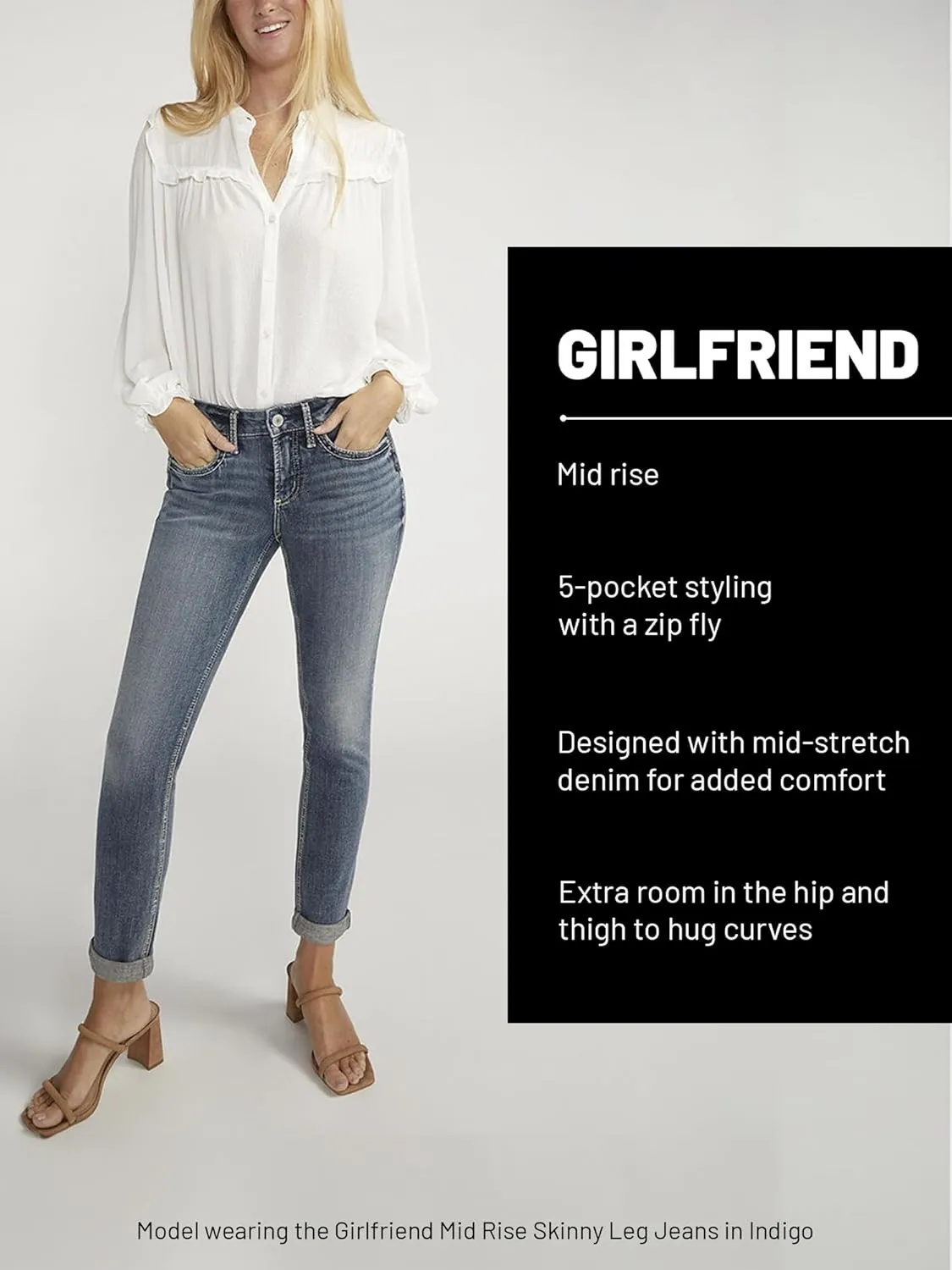 Silver Jeans Co. Women's Girlfriend Mid Rise Skinny Jeans-Legacy
