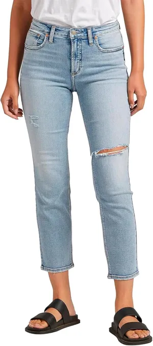Silver Jeans Co. Women's Most Wanted Mid Rise Straight Leg Crop Jeans
