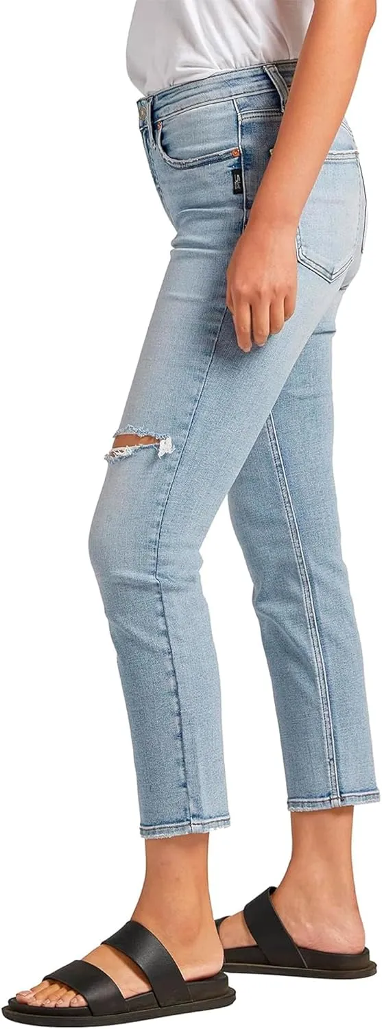 Silver Jeans Co. Women's Most Wanted Mid Rise Straight Leg Crop Jeans