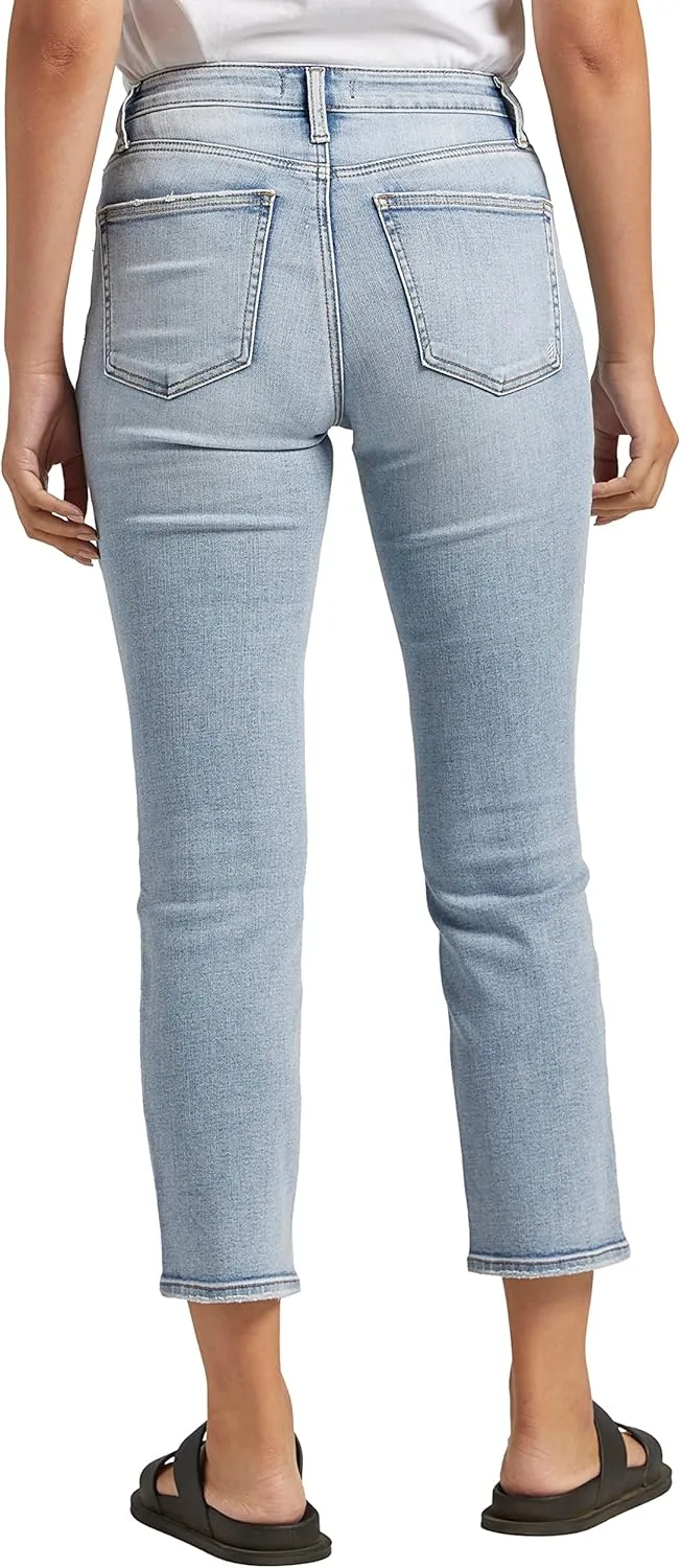 Silver Jeans Co. Women's Most Wanted Mid Rise Straight Leg Crop Jeans