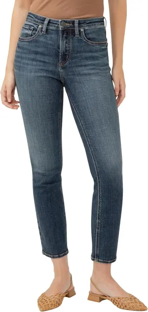 Silver Jeans Co. Women's Most Wanted Mid Rise Straight Leg Crop Jeans