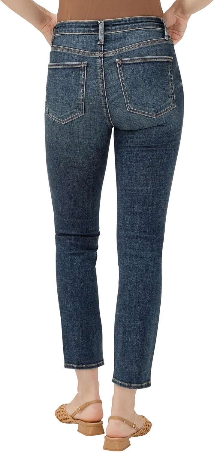 Silver Jeans Co. Women's Most Wanted Mid Rise Straight Leg Crop Jeans