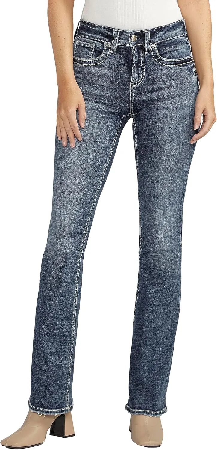 Silver Jeans Co. Women's Suki Mid Rise Curvy Fit Bootcut Jeans