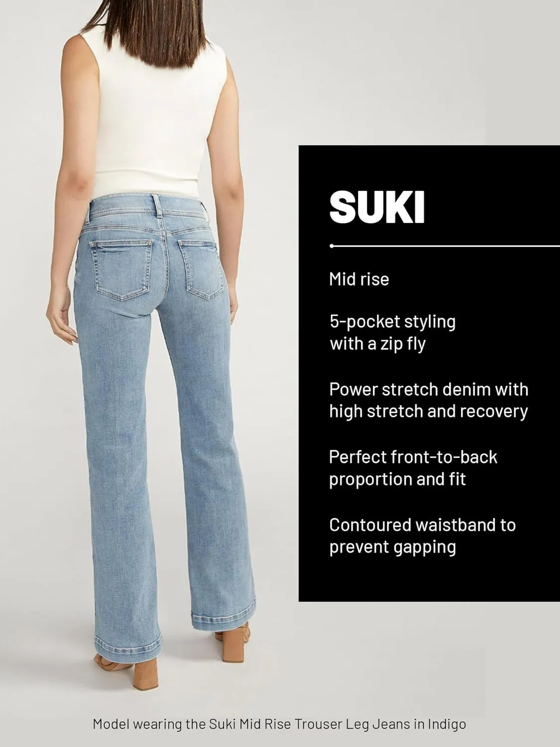 Silver Jeans Co. Women's Suki Mid Rise Curvy Fit Flare Leg Jeans