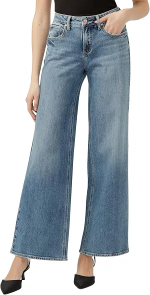 Silver Jeans Co. Women's Suki Mid Rise Curvy Fit Flare Leg Jeans