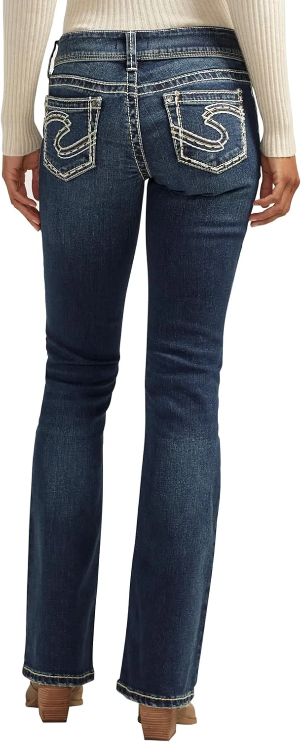 Silver Jeans Co. Women's Suki Mid Rise Curvy Fit Indigo Wash Bootcut Jeans