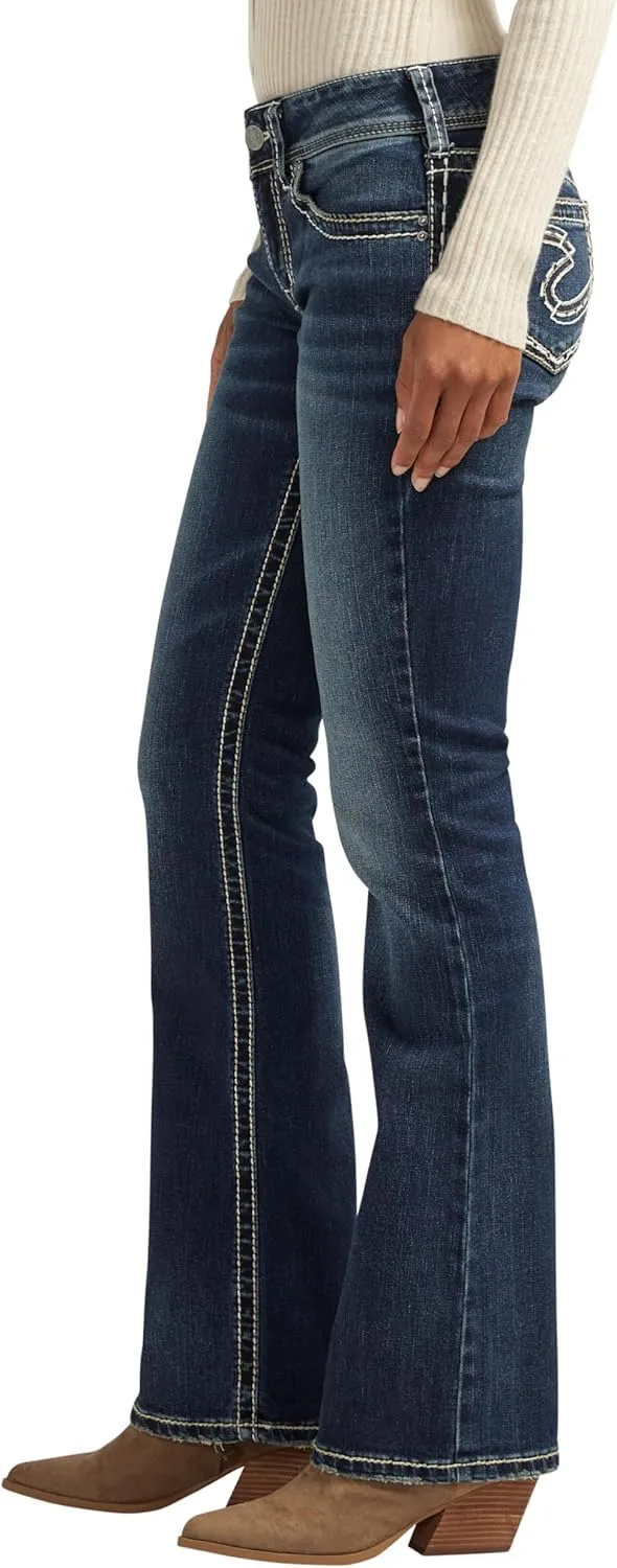 Silver Jeans Co. Women's Suki Mid Rise Curvy Fit Indigo Wash Bootcut Jeans